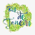 Print with lettering about Rio