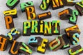 Print letterpress wood block painted letters background