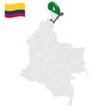 Location of La Guajira on map Colombia. 3d La Guajira location sign. Flag of La Guajira. Quality map with regions of Colombia