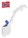 Location More and Romsdal County on map Norway. 3d location sign similar to the flag of More and Romsdal. Quality map with regio