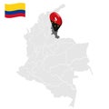 Location North of Santander on map Colombia. 3d Norte de Santander location sign. Flag North of Santander. Quality map with regio