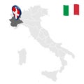 Location of Piedmont on map Italy. 3d Piedmont location sign similar to the flag of Piedmont. Quality map with regions of Italy.