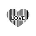 Print Love with a barcode in the form of a heart. Love concept for your design