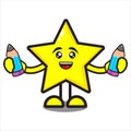 mascot star with pencil Royalty Free Stock Photo