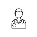 Modern medical line icon of doctor. Dentist linear symbol. Outline clinic logo for polyclinics. Obstetrics design element for site