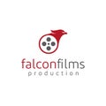 Movie roll cinema with eagle head logo design