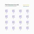 Movie video audio extension file format icon set interface app part 2 vector graphic design illustration for mobile web presentati