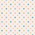 Neutral pastel pattern design in shades of yellow, blue and pink on off-white background. Little colorful stars seamless vector pa Royalty Free Stock Photo