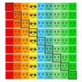 Nine Color Faces Feedback/Mood. Set nine faces scale - sad neutral smile - isolated vector illustration. Rank or level of satisfac