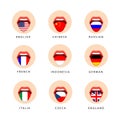 Nine tongues of language. Isolated Vector Illustration.