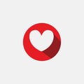 ordinary cute love heart icon in red circle sign logo concept - Heart icon vector, Love Hearts, Heart icon vector