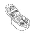 Outline vector hand drawn illustration of waffle-iron, electric kitchenware