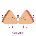 Pair of cute happy sandwich vector design Royalty Free Stock Photo
