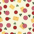 pattern cheese sausage food vector