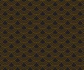 Pattern With Japanese Wave Circle Pattern Black And Gold Background