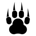 Print paw wild animal with claw track footprint predatory pawprint icon black color vector illustration flat style image