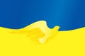 Ukraine flag with peace dove symbols. Stay with peace. Flag of Ukraine with shape of a dove of peace. The concept of no war, peace