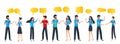 People group chat communication dialogue speech bubbles, businessmen discuss social network, cartoon characters, message, discussi