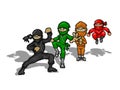 Print Ninjas Squad Illustration In Pixel Art . Cartoon Characters