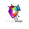 Play and video logo template, cinema icon, recorder logos