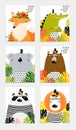 Print. Posters with animals. Cartoon characters. Royalty Free Stock Photo