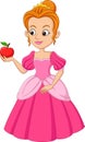 Cartoon funny cinderella holding red apple