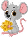 Cartoon cute little mouse holding a cheese Royalty Free Stock Photo