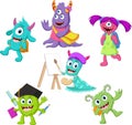 Cute monster school cartoon collection