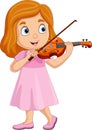 Cartoon little girl playing a violin