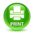 Print (printer icon) glassy green round button