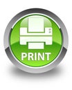 Print (printer icon) glossy green round button Royalty Free Stock Photo