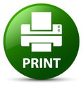 Print (printer icon) green round button Royalty Free Stock Photo