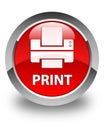 Print (printer icon) glossy red round button