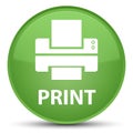 Print (printer icon) special soft green round button Royalty Free Stock Photo