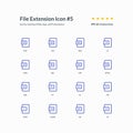 Programming code extension file format icon set interface app part 5 vector graphic design illustration for mobile web presentatio Royalty Free Stock Photo