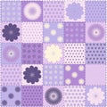 Print quilted bedspread in lilac-purple tones