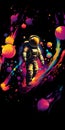 print ready a detailed vector illustration astronaut lost in galaxy, t-shirt design,