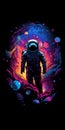 print ready a detailed vector illustration astronaut lost in galaxy, t-shirt design,