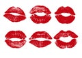 Print of red lips. Vector illustration on a white background. EPS Royalty Free Stock Photo