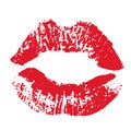 Print of red lips. Vector illustration on a white background. EPS Royalty Free Stock Photo