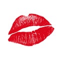 Print of red lips. Vector illustration on a white background. EPS Royalty Free Stock Photo