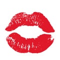 Print of red lips. Vector illustration on a white background. EPS Royalty Free Stock Photo