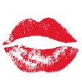 Print of red lips. Vector illustration on a white background. EPS Royalty Free Stock Photo