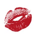 Print of red lips. Vector illustration on a white background. EPS Royalty Free Stock Photo