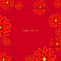 Red lucky Chinese flower frame vector.