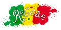 Print in reggae style. Vector isolated typography. Lettering design. Handwritten. Banner, card, t-shirt, bag, print, poster