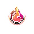 Restaurant logo template, fire and spatula logo combination