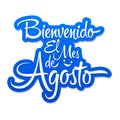 Bienvenido el Mes de Agosto, Welcome August spanish text, vector lettering message.