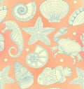 Seamless pattern with marine inhabitants