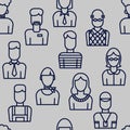 A seamless pattern with vector outline business avatars for presentation design